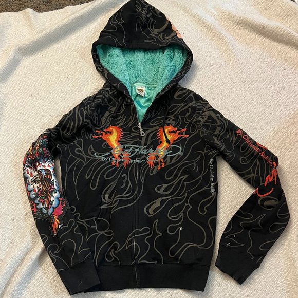 Ed Hardy Vintage women's jacket with soft lining patches size small